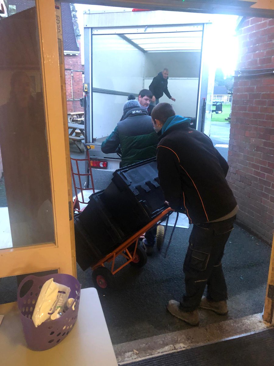 WelshpoolCIWP's tweet photo. And we’re off! The removal company have begun moving the crates from the Howell Drive Site. How exciting! It’s suddenly becoming real - the end is in sight. 🤞🤗😃👏🚚🏠 @powyseducation @DioStAsaphEdu @mywelshpool @PowysCC https://t.co/f6zRfKKwcf