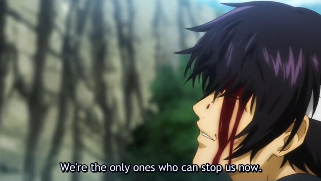 Imagine the amount of hallucinations he may have had since the war ? How Shoyo may have been the one to calm him down after his nightmares even tho he is now goneGintoki telling him "he is gone, the only one who can stop us now is ourselves" took him back to this painful reality