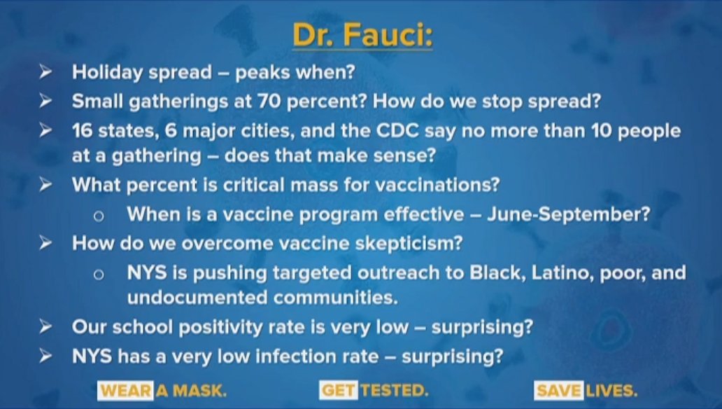 The questions for Dr. Fauci. He says that the no more than 10 people at a gathering guidance is "sound."