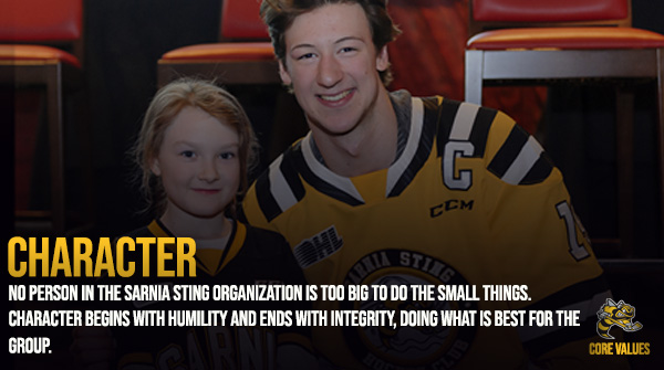 StingHockey's tweet photo. #StingValues | Character 

No person in the Sarnia #Sting organization is too big to do the small things. Character begins with humility and ends with integrity, doing what is best for the group. #StingWay https://t.co/IVSYirIMpS