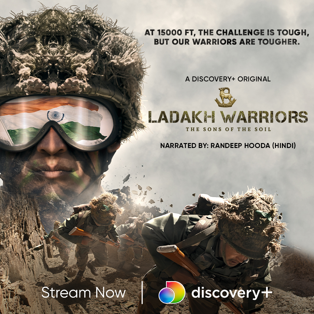 discoveryplusIN's tweet photo. Living a soldier’s life is not easy. Hardships, determination, consistency &amp; an undying love for their motherland are what make a true soldier. Watch to know more on ‘#LadakhWarriors –The Sons of the Soil’ on #DiscoveryPlusApp.
#DiscoveryPlusOriginals @adgpi https://t.co/EJNBhl3IkB