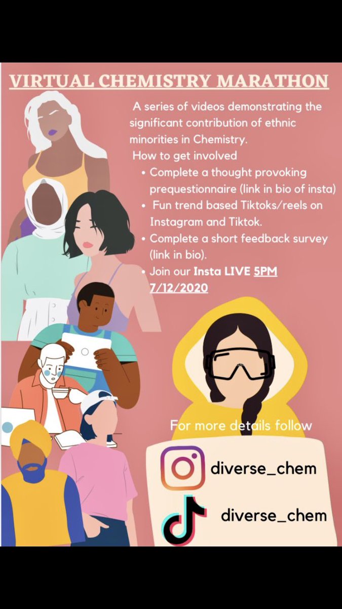 Please join some our BSc chemistry students instagram live event on @diverse_chem tonight at 5pm as they discuss their PedR dissertation topic on/& the challenges of diversity within chemistry!!! @Leicesterchem