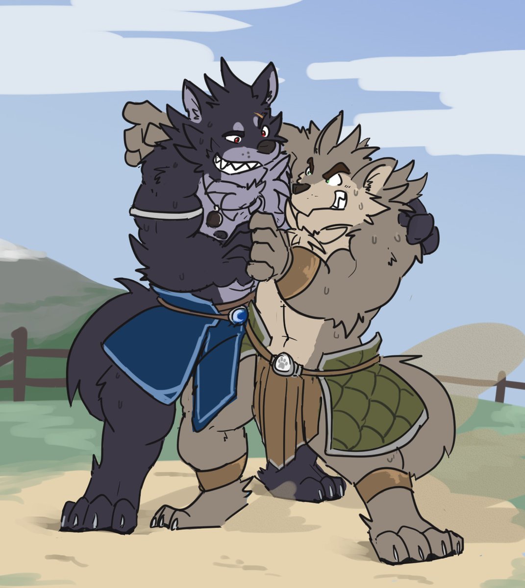 Friendly Fight commission for @Kael_Tiger with Vulgor and Ranok from Far Be...