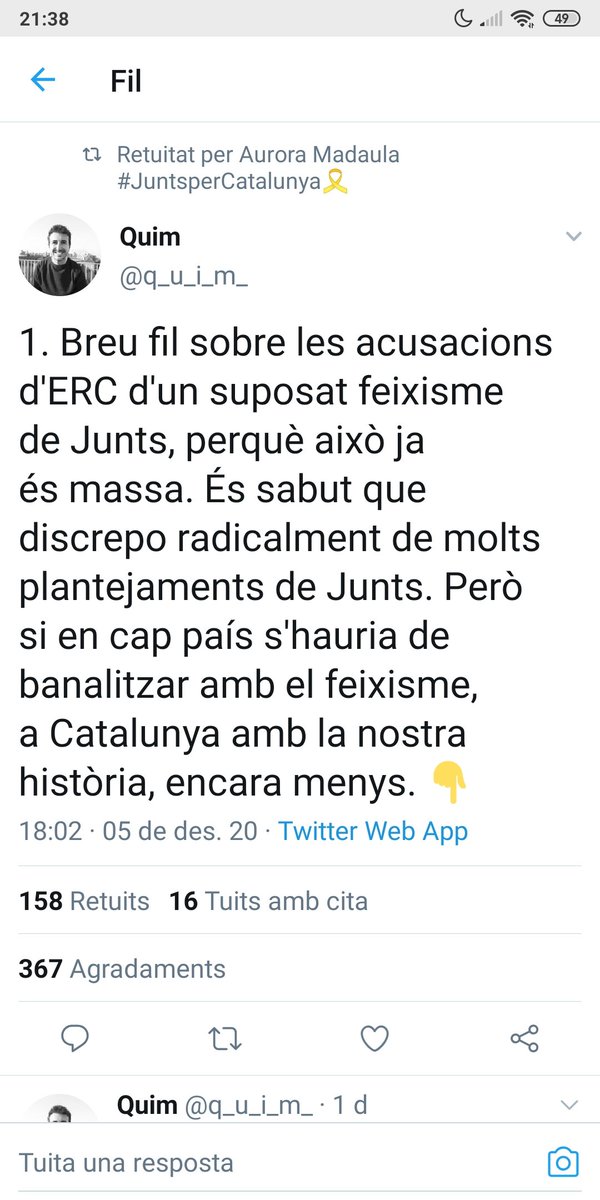 LlibertatCat_'s tweet photo. @Esquerra_ERC @sergisabria Només tinc una cosa a dir:
SOU MALA GENT @sergisabria @gabrielrufian @perearagones @LauraVilagrPons @martavilaltat @junqueras @Esquerra_ERC
PROU BANALITZACIÓ DEL FEIXISME PER ELECTORALISMES!
⬇️⬇️
#ERC #JUNTS #PlantaBaixaTV3
#TotEsMouTV3 #FAQSestampidaTV3 #14F Catalunya https://t.co/CCW51ljLyj