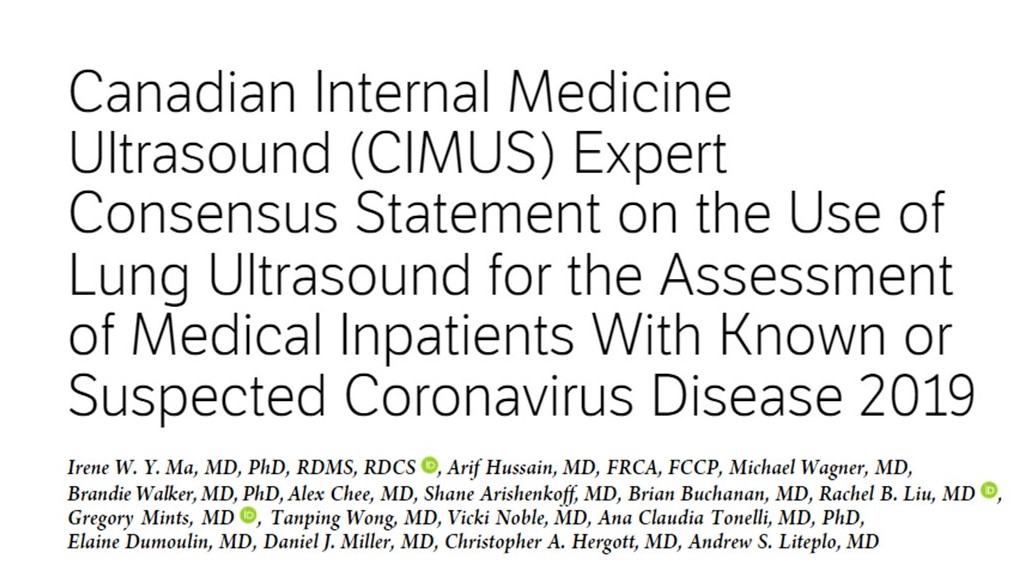 Canadian Internal Medicine Ultrasound (CIMUS) Expert Consensus Statement on the Use of Lung Ultrasound #POCUS #IMPOCUS for COVID for medical inpatients onlinelibrary.wiley.com/doi/full/10.10… <a href="/aliteplo/">Andrew Liteplo 🇺🇦</a> <a href="/mghedus/">CURE at MGH</a>