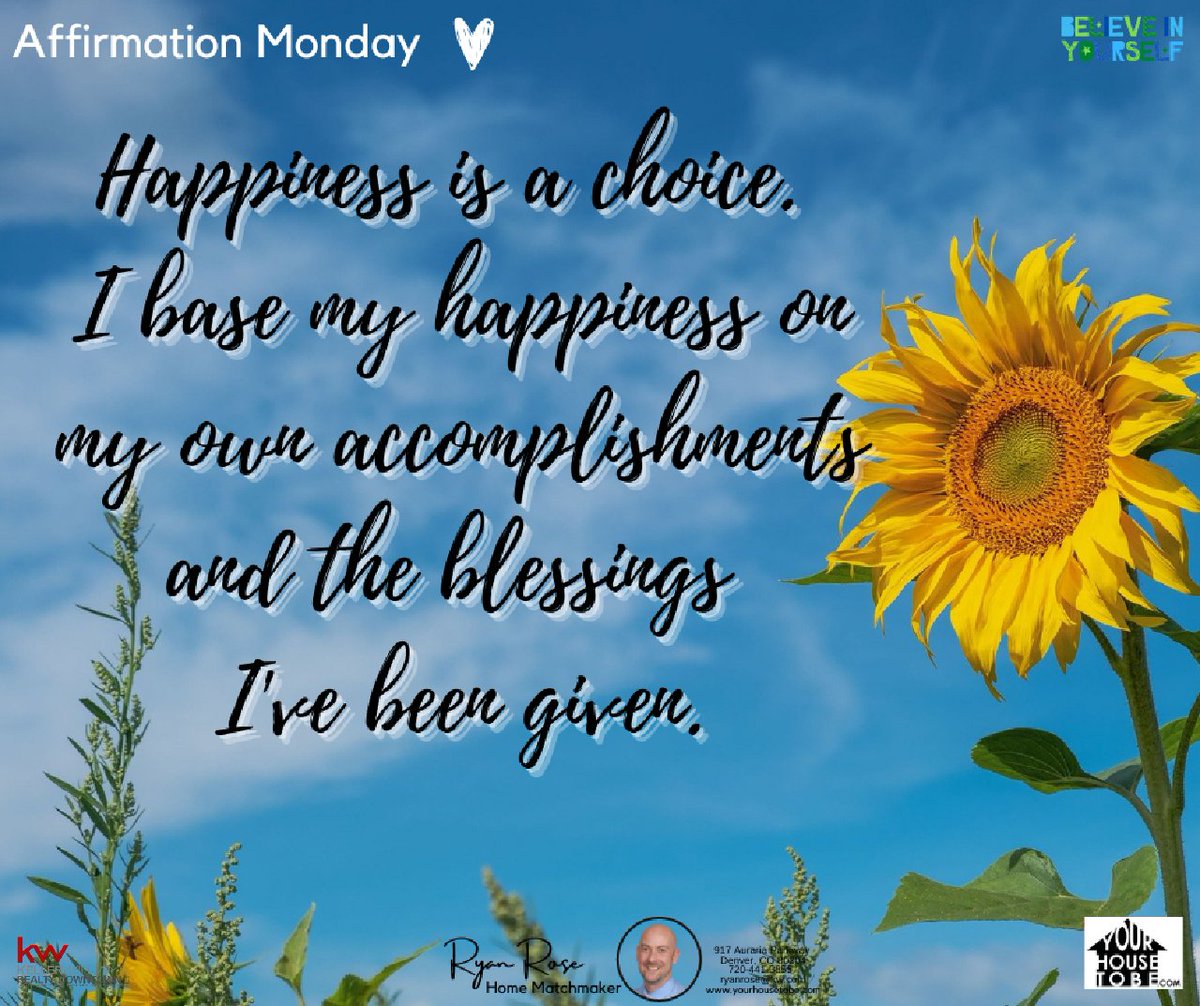 yourhousetobe's tweet photo. ๐Hey everyone! It's Affirmation Monday! Let's do this together: repeat out loud, 5x in a row, 5x a day, All week๐๐
#AffirmationMonday #selflove #inspiration #meditation #manifest #mindset #healing #innerguidance #optimism #homematchmaker #realestate #yourhousetobe #Denver https://t.co/yFCN6NT1ap