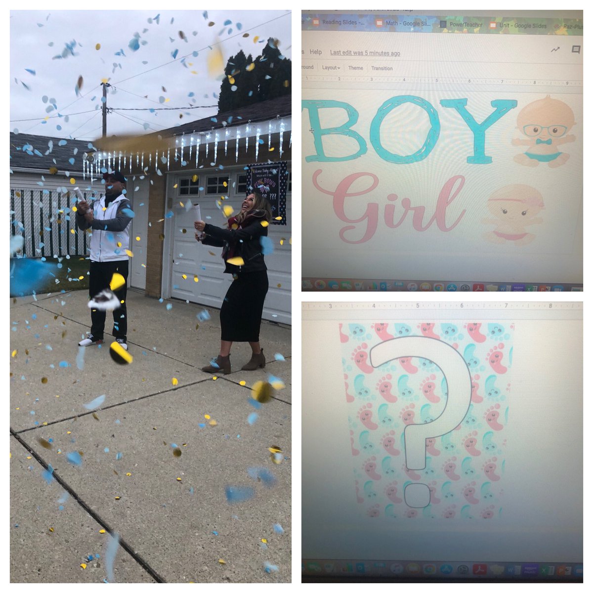 MrsAlongiTeach's tweet photo. Mrs.Alongi is having a BOY! Their faces show it all! 💙🥰🍼 https://t.co/6wHCTBEBnu