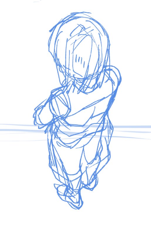後ろ姿の俯瞰って描きたくない話をしながら描いてた かやこ のイラスト 後ろ姿の俯瞰って描きたくない話をしながら描いてた かやこ のイラスト