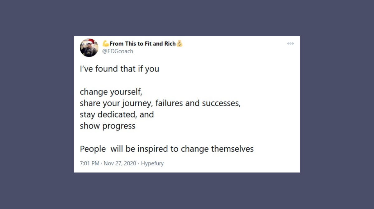 Last but not least edgcoach.Coach is probably the best connection I made.He brought me together with a great support group.If you want to know how to build a solid team, you need to DM him.If you want motivation and mindset changes.Follow Coach.