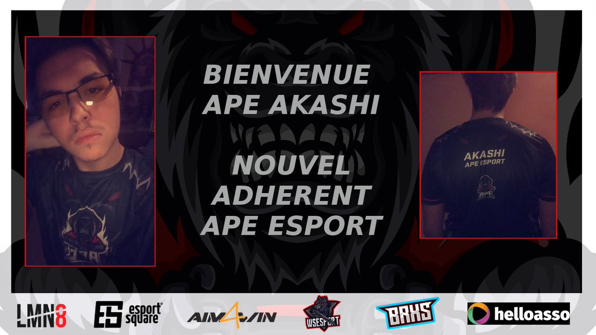APEassociation's tweet photo. 🔥Bienvenue a @akashi_nh en qualité d'Adhérent APE

🐒Vous le retrouverez cette saison auprès de @_APE_Cut au sein du roster @ApePatronum 

👕Maillot @eliminate_fr

#Overwatch  #Xbox #esport  

Encore un BG dans l'Asso @Faayetho 🤣 https://t.co/HWlvmplRfH