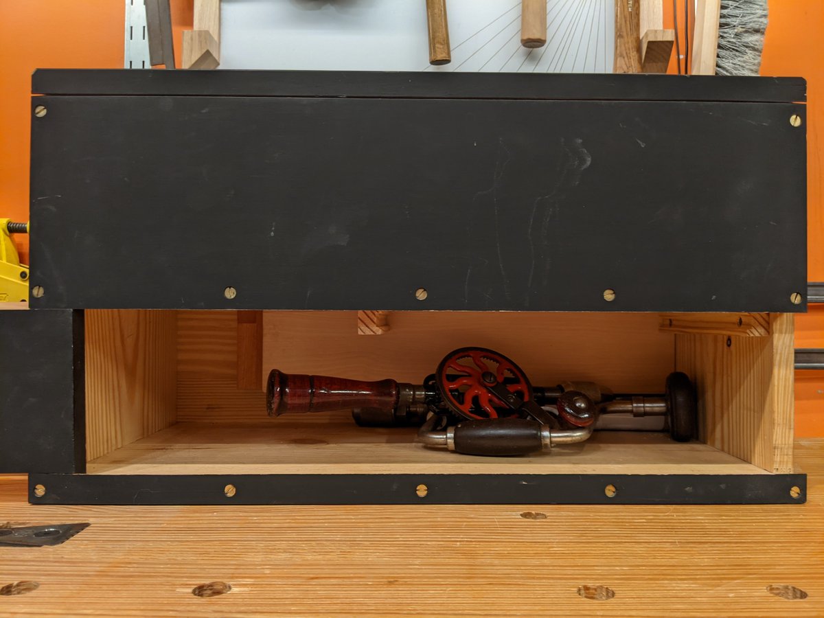 This Miller's Falls eggbeater drill (this one was sold under the Craftsman name) is a fantastic drill that allows very precise control, but is awkwardly shaped and is thus one of the more frustrating tools to store.