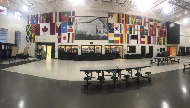 FMPSDOM's tweet photo. How impressive is this? The flag display is front and center.  Thanks, Jim and the O&amp;M team for your continued hard work, featuring the great projects in our school division. @FMPSD @FMPSDOM @ALONPilgrim @JTurner_RPsych @EcoleMcTavish #ymm https://t.co/COsXrSWttU