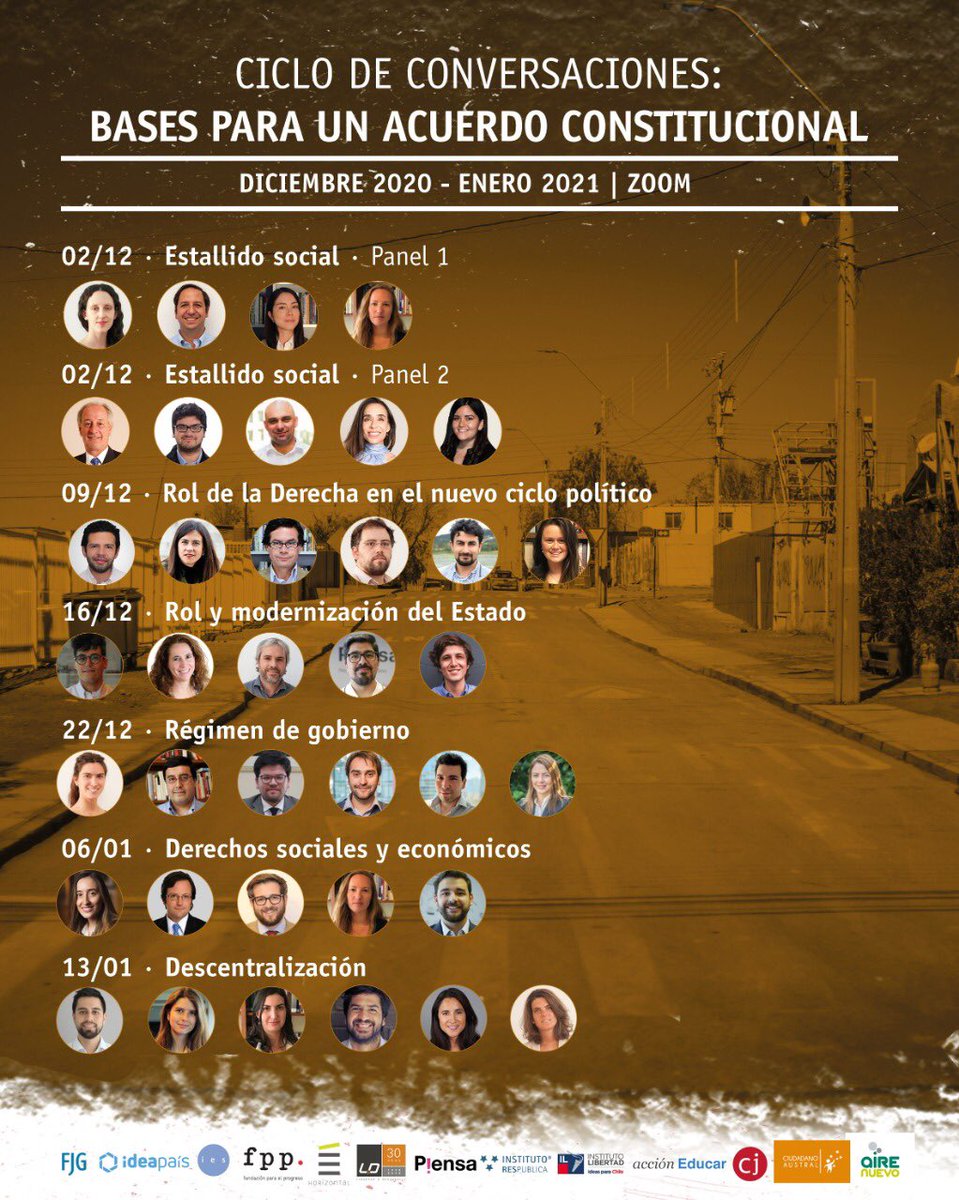 Este miércoles seguimos el ciclo de conversaciones con: “Rol de la derecha en el nuevo ciclo político”, junto a <a href="/mpablor/">Pablo Rodríguez N.</a> <a href="/LuzPobleteC/">Luz Poblete Coddou</a> de <a href="/horizontalchile/">Horizontal</a> <a href="/andres_btos/">Andrés Btos.</a> de <a href="/ciudad_austral/">Ciudadano Austral</a>, Claudio Arqueros de <a href="/FundJaimeGuzman/">Fundación Jaime Guzmán</a>, Pablo Ortuzar de <a href="/ieschile/">IES Chile</a> e Isa Lavaud <a href="/i_respublica/">Instituto Res Publica</a>