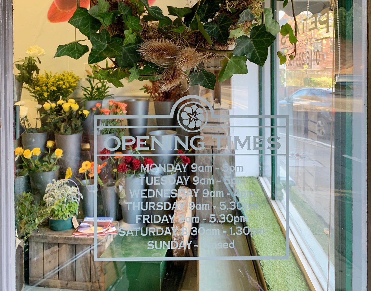 jmd_design's tweet photo. NEW WINDOW SIGNAGE FOR LOCAL FLORIST

I recently designed, produced and fitted the new window signage for Petals of Narborough. 

For further information on printed or vinyl cut stickers or signage or to request a quotation for any design projects please give me a shout! 📢 https://t.co/IIgO8U0Pic