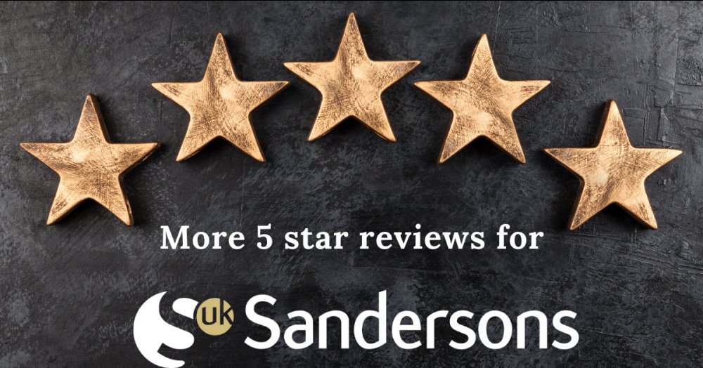 🌟🌟🌟🌟🌟 More 5 star reviews for Sandersons. Here at Sandersons UK we are very proud to offer a unique and professional service to every client with excellent customer service at the heart of everything we do. #experiencethedifference #sandersonsUK akya.io/2OmyvavE