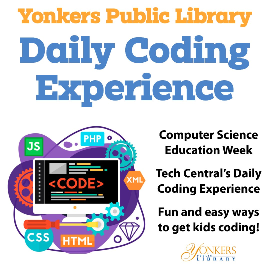 yonkerslibrary's tweet image. Questions about Technology Programs for the whole family, contact YPL Tech Central: techhelp@ypl.org
#Technology #YonkersPublicLibrary #VirtualCodingClasses #ComputerScienceforAll