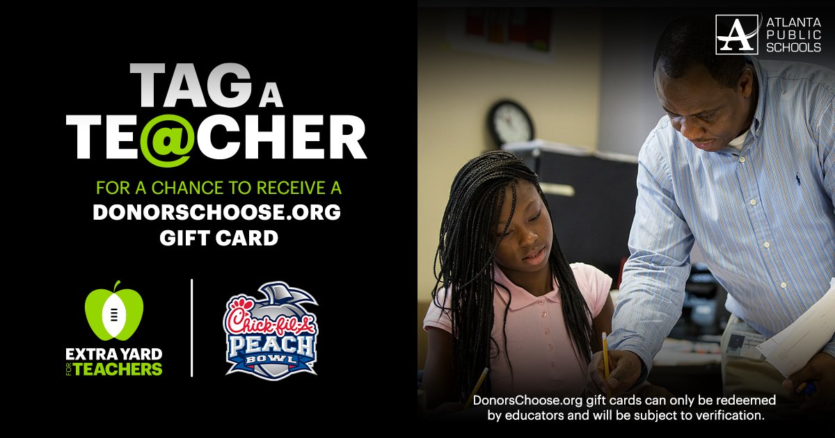 apsupdate's tweet photo. The giving continues! Please help us give the gift of joy to a lucky APS teacher this holiday season! Tell us why your favorite teacher deserves a $500 
@DonorsChoose gift card! Use #TagATeacher and sound off in the comments below! https://t.co/XXRrJMG8QF