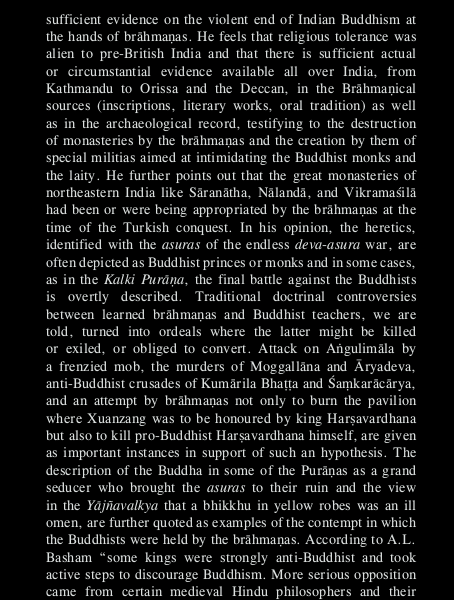 Now, we turn to the ever present myth of Brahmins eradicating the "evil" Buddhists. Here are some of the arguments presented: