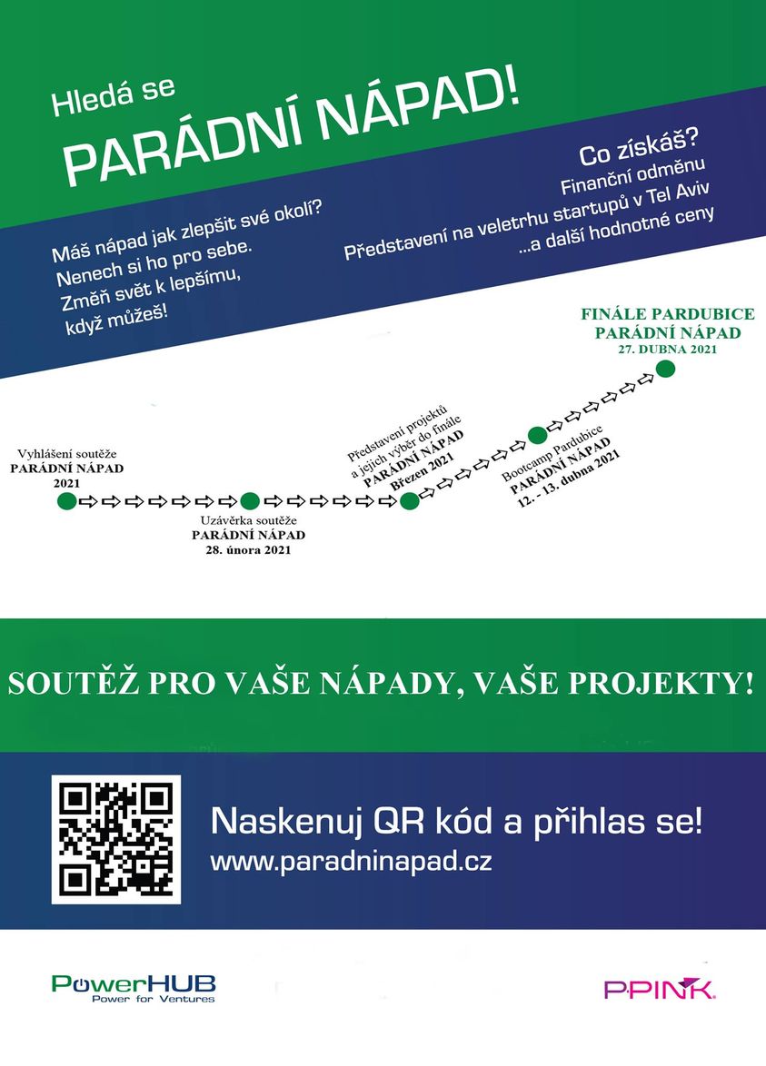 PowerHUBcz's tweet photo. Co je PARÁDNÍ NÁPAD? Odpověď na tuto otázku bude hledat další ročník stejnojmenné soutěže pro podnikatelské nápady a projekty organizované @PowerHUBcz a Pardubickým podnikatelským inkubátorem #PPINK. Přihlašte se už dnes: https://t.co/pMGGDcZb7U
#startups #paradninapad https://t.co/LbUsNzXyFD