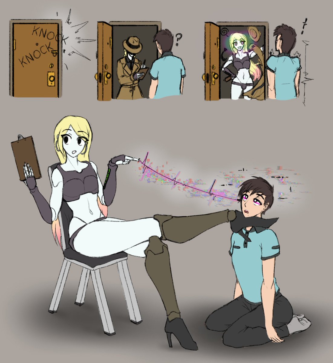 LewdZko's tweet image. ANDRA has a contract for her next target. She uses her incredible stealth and sleuth abilities to get in range of Brett and get to work.