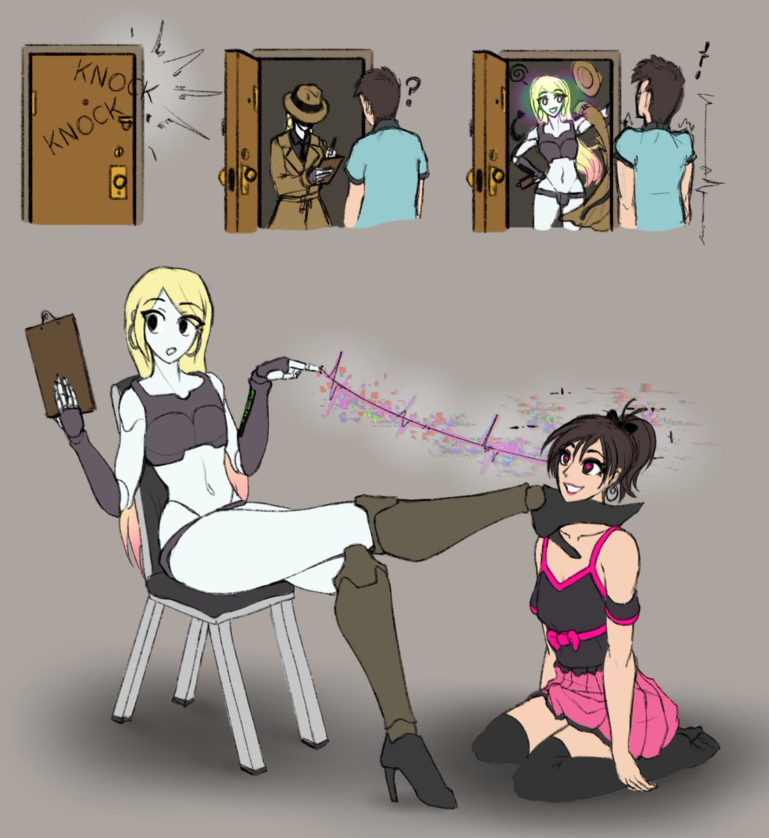 LewdZko's tweet image. ANDRA has a contract for her next target. She uses her incredible stealth and sleuth abilities to get in range of Brett and get to work.