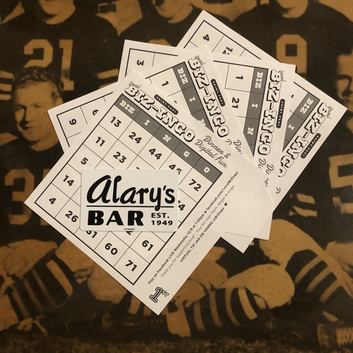 Get one #FREE @IsoBIZingo card from #AlarysBar with every food menu item ordered now thru game time - this coming Wednesday, December 9th @ 7:30pm! (While card supplies last)