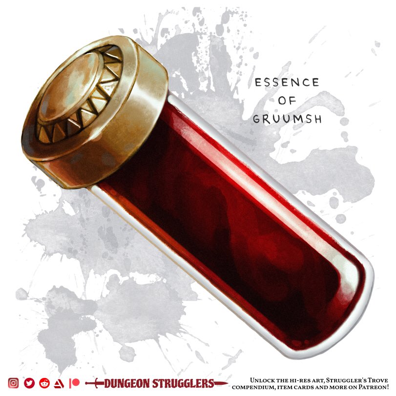Dungeon Strugglers on Twitter: "✨New Item!✨ Essence of Gruumsh Potion,  uncommon —— This small glass vial contains 1 ounce of orc blood imbued with  the might of Gruumsh... https://t.co/OegMT3URbp #dnd #dnd5e  #dungeonsanddragons #