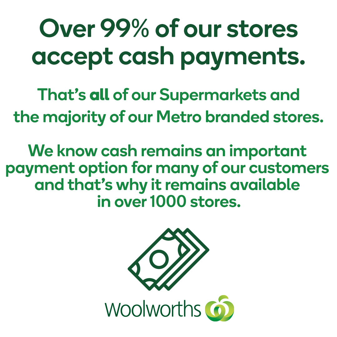 Woolworths on Twitter "We know that cash remains an important payment