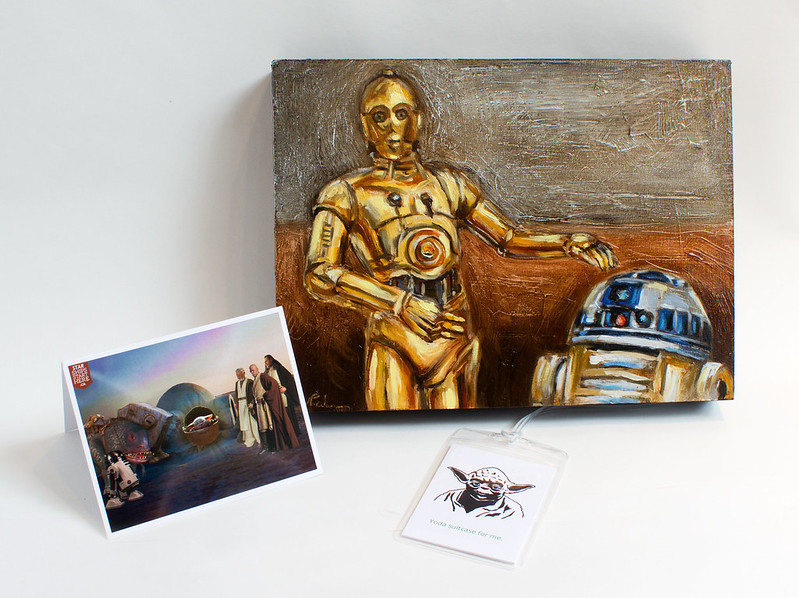 OUR #ART IS OUT OF THIS WORLD! Make sure to pop by this week for amazing @localart & #giftideas for #stockingstuffers too. Shown here is a #painting by Anna Whalen, card by Andrew Burke, and a #magnet #treeornament by Jodie Hansen. #starwars #r2d2 #yoda #Mandalorian #halifaxns