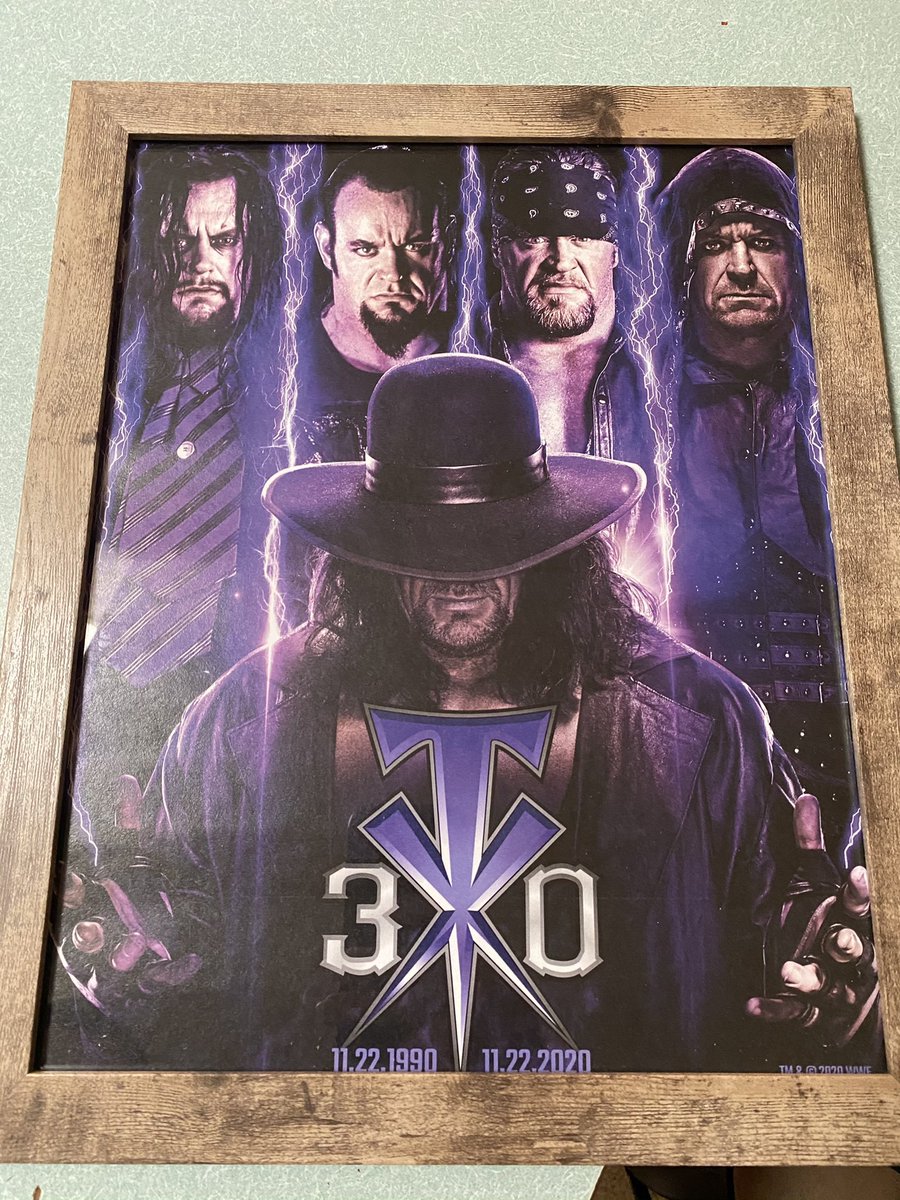 xME313x's tweet image. Mail call! Early Xmas gift from my Wife @hocuspocusmama . The poster looks so badass framed and love the vinyl figures/shirt/pin! Glad to get one before they sold out. #Undertaker30 @undertaker
