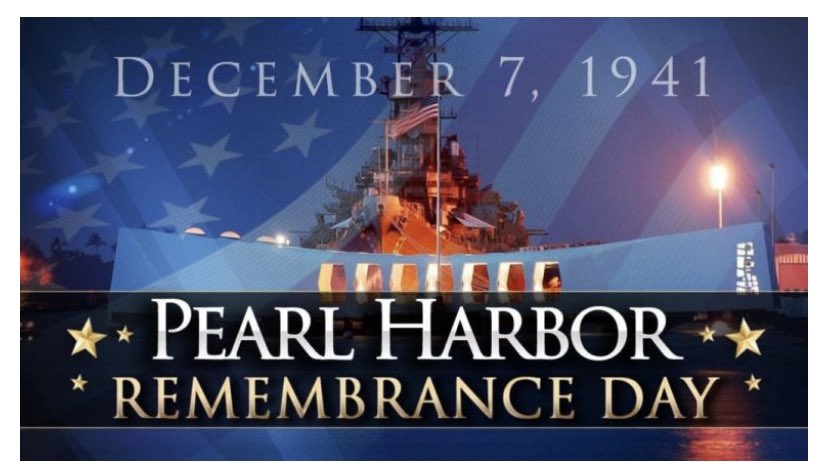 Today is Pearl Harbor Remembrance Day. We remember and honor the 2,403 US service members &amp; citizens killed in the surprise attack on Pearl Harbor on December 7, 1941.