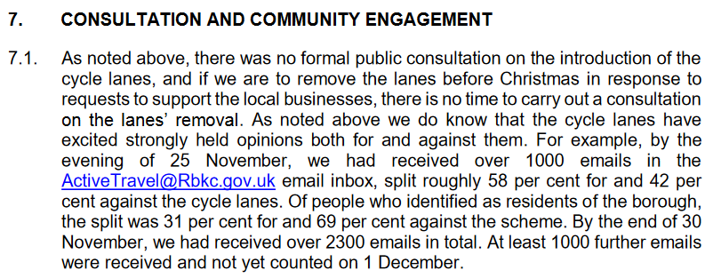 And opposition from residents. Which is... odd because residents weren't consulted. It only had the results of emails. Even in a report dated 2 December, it had only counted the ~1,000 emails received by 25 November. The ~3,300 emails subsequently received were uncounted 8/