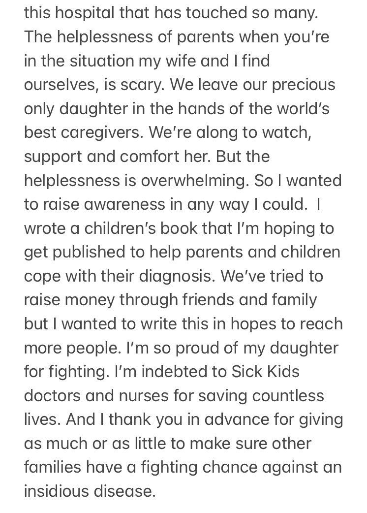 LegendOfZombo's tweet photo. I don’t post much these days but wanted to say how special @sickkids is, what they’ve done for my family, thank @SNFaizalKhamisa for being an inspiration &amp; someone like @VancityReynolds for making a difference. Hope to get Ryan on a Sportsnet platform soon to spread the word https://t.co/4WVBtIm5q7