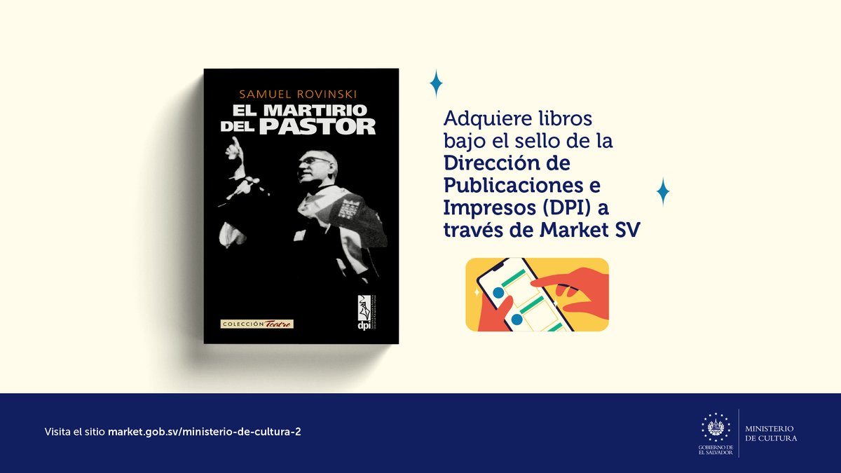 culturasv's tweet photo. Adquiere el libro “El martirio del pastor”, de  Samuel Rovinski publicado por la Dirección de Publicaciones e Impresos (DPI). 📖

🛒 Encuentra este y otros libros en Market SV: https://t.co/cg4NRnsZtI
#LibrosDPI #MarketSV https://t.co/x1BuGa3Cek