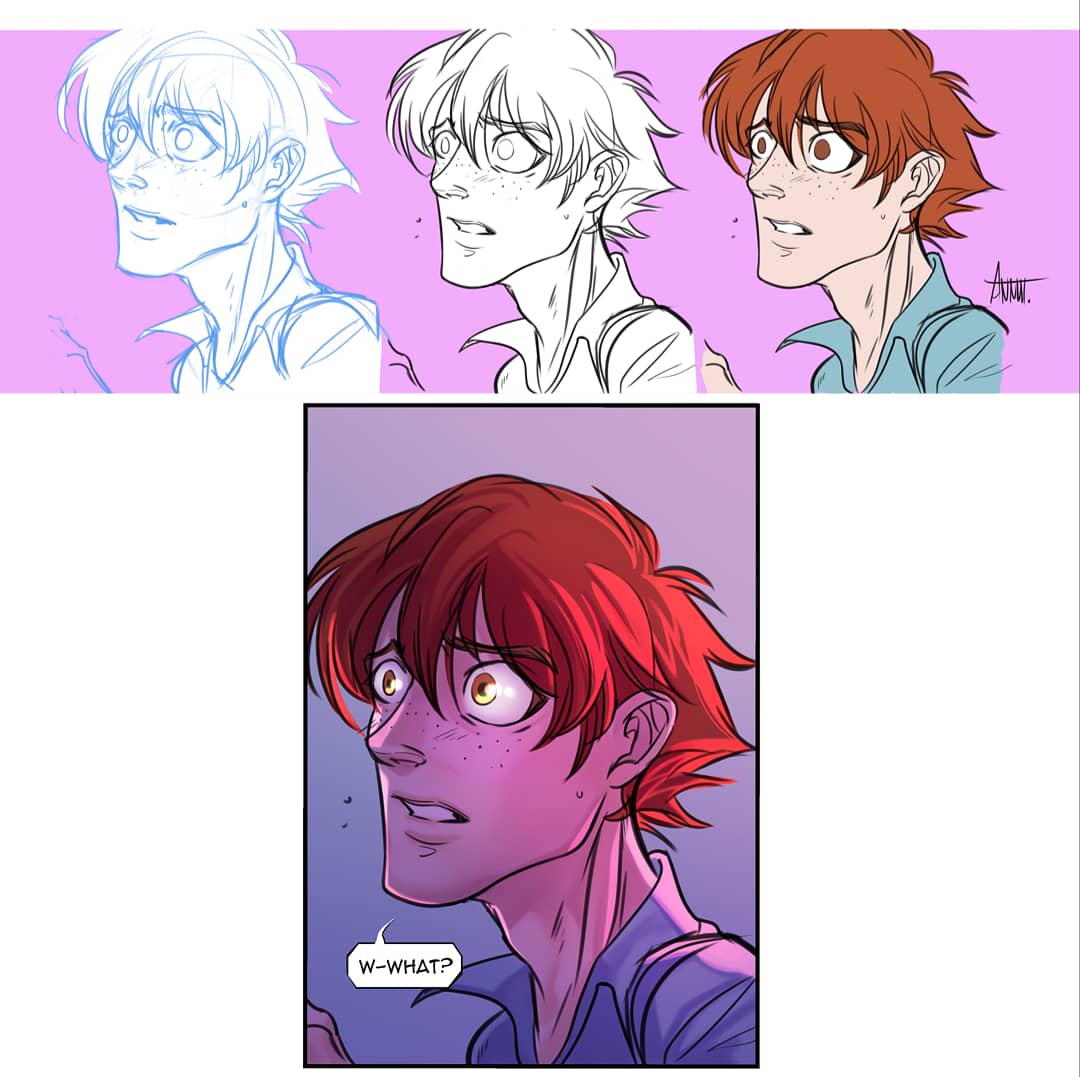 annett55923987's tweet photo. Different stages of panels of my comic Rust City 🥰 showing my lost boys reaching out for each other 😭 why do I always enjoy drawing them confused, hurt or sad 😩❤️ #rustcity #comic #webcomic #comicartist #comics #tapascomic #patreon #digitalartist https://t.co/5VtLnMTyKD