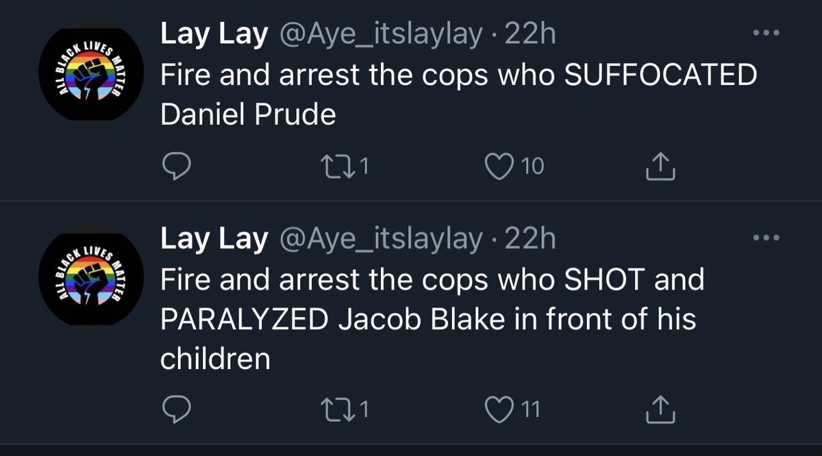 Lastly, shout out out to Alaina Coates ( @Aye_itslaylay) Look at her Twitter, and you won't find a day where she hasn't spoken up for Breonna Taylor and other victims of police brutality. No matter how big or small the platform is, she uses it.