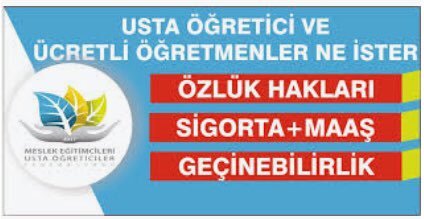 #ustaöğreticiyeçare #UstaÖğreticiMağduriyetiBitmedi 
<a href="/ziyaselcuk/">Ziya Selçuk</a>
<a href="/RTErdogan/">Recep Tayyip Erdoğan</a>
<a href="/dbdevletbahceli/">Devlet Bahçeli</a>
@FOXTurkiye
<a href="/Hurriyet/">Hürriyet.com.tr</a>
<a href="/milliyet/">milliyet.com.tr</a>
<a href="/mebhbogm/">MEB Hayat Boyu Öğrenme Genel Müdürlüğü</a>
<a href="/Sabah/">Sabah</a>
<a href="/EgitimBirSen/">Eğitim-Bir-Sen</a>
<a href="/anadoluajansi/">Anadolu Ajansı</a> 
<a href="/Halkin_Belediye/">Halkın Belediyeleri</a>