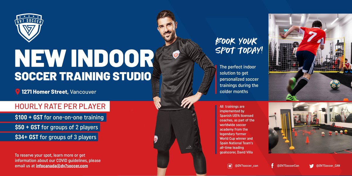 DV7Soccer_CAN's tweet photo. We are now offering a brand new indoor space, conveniently located in Downtown Vancouver, for personalized soccer training sessions. The ideal solution for the colder months!

To request more information or reserve your spot, please contact us at infocanada@dv7soccer.com https://t.co/mPGeyizBi1