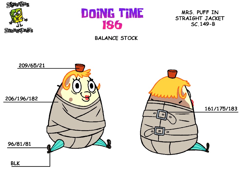 Model sheet for Mrs. Puff in a Straight Jacket. 