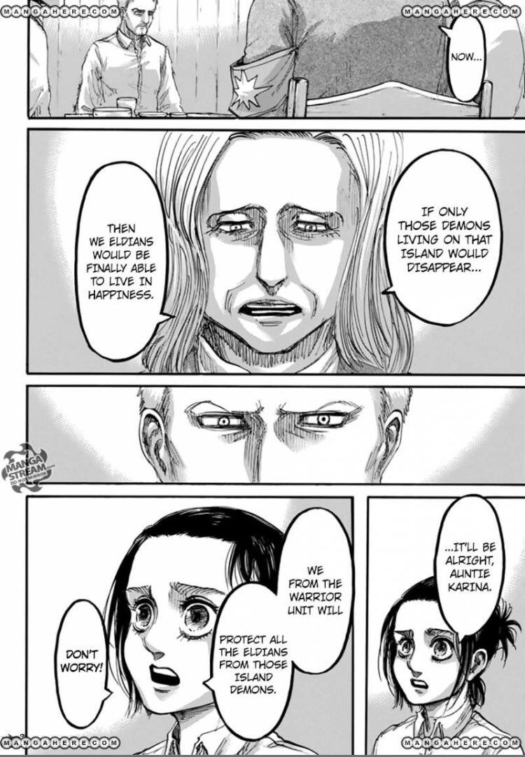 Once home we can see Gabi telling her family about how she stopped the train and how proud of her they are, Gabi continues to try and show why people should think highly of her and the warrior unit when the “Demons” are brought up in the conversation