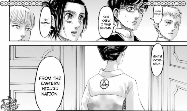 In this part Gabis face lights up when she sees someone from another country take blame for an Eldians accident which makes her a little happy cuz it proves everyone doesn’t think Eldians are “Devils”