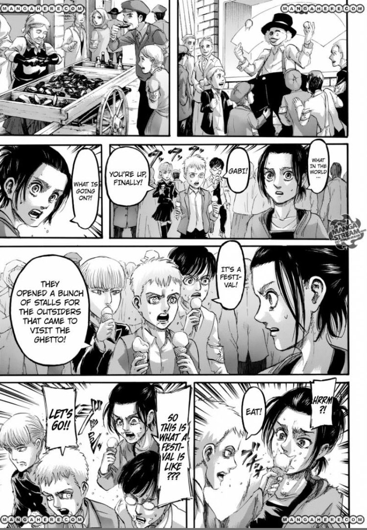 People tend to forget that Gabi is only 12 and is shunned by a lot of people for being a certain race but she’s still able to enjoy being a child and discovering new things despite being a candidate for the armored titan