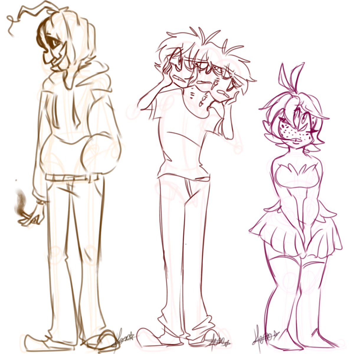 Kingofcoke5's tweet photo. Really late Halloween from these three.
Can you guess what are they disguised?
#digitalart #doodle #sketch #oc #tonyverse https://t.co/J03U2czYux