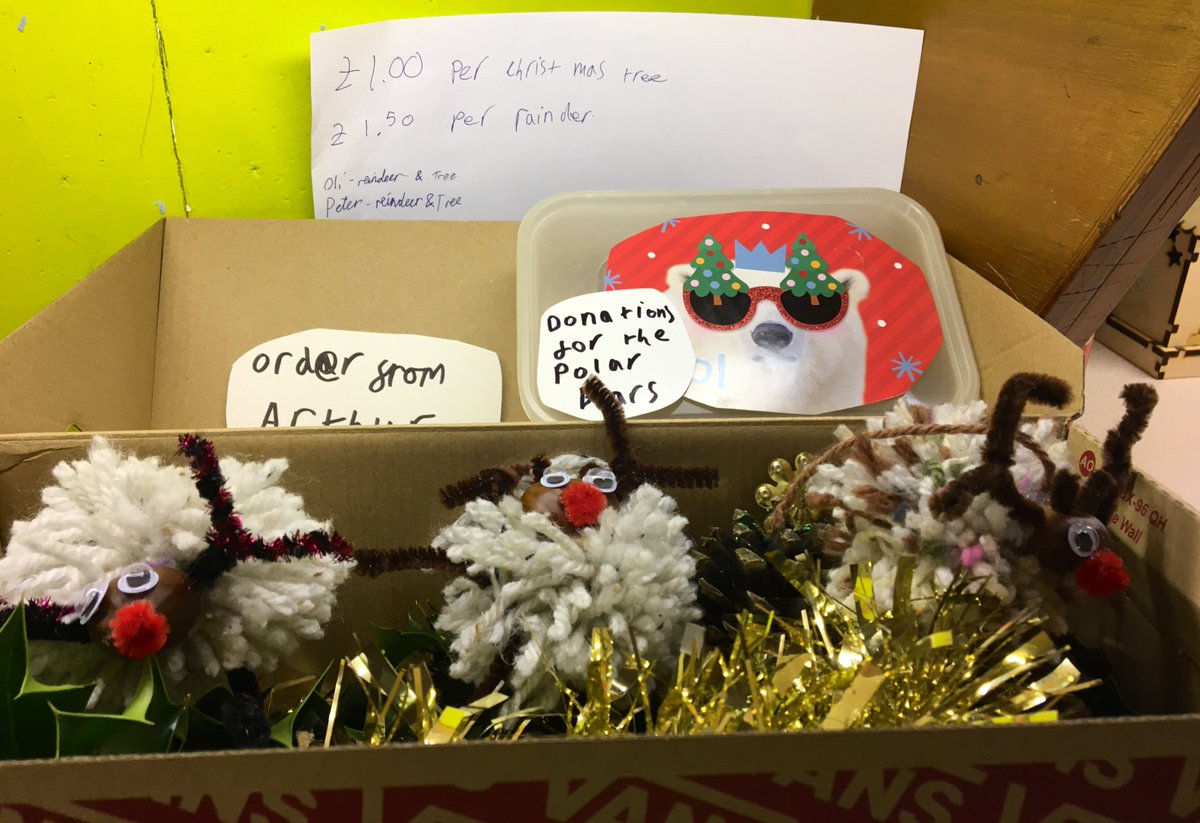 DCPSBoarding's tweet image. Totally love these super cute reindeer tree decorations one of our @DeanCloseSchool Y7 boarders has made to raise money for his favourite charity. #polarbears #seasonofgiving