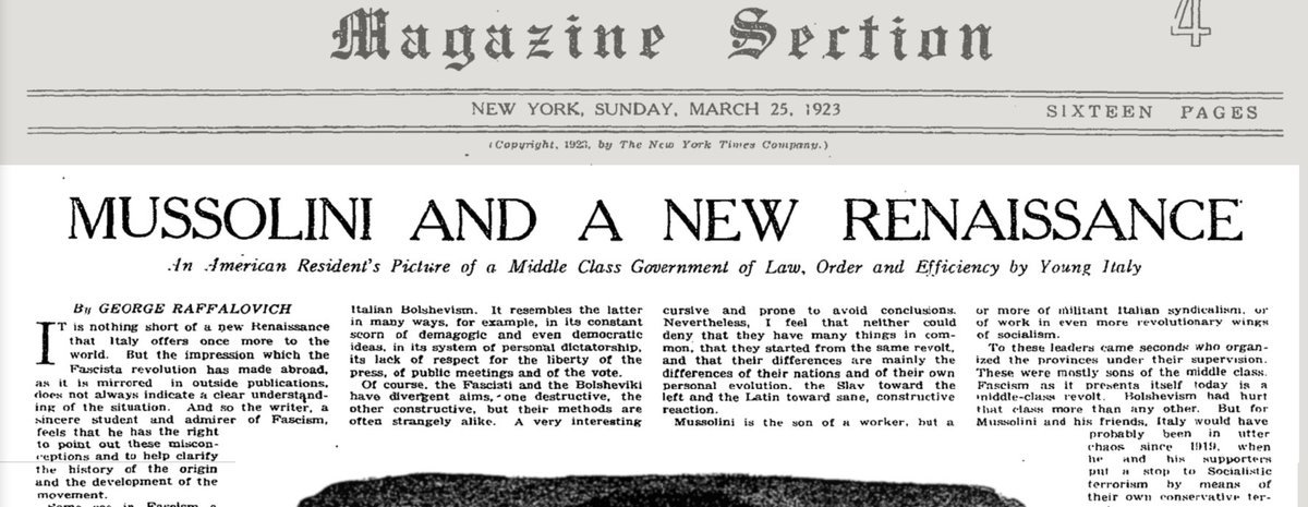 New York times had a long-term love affair with Mussolini.