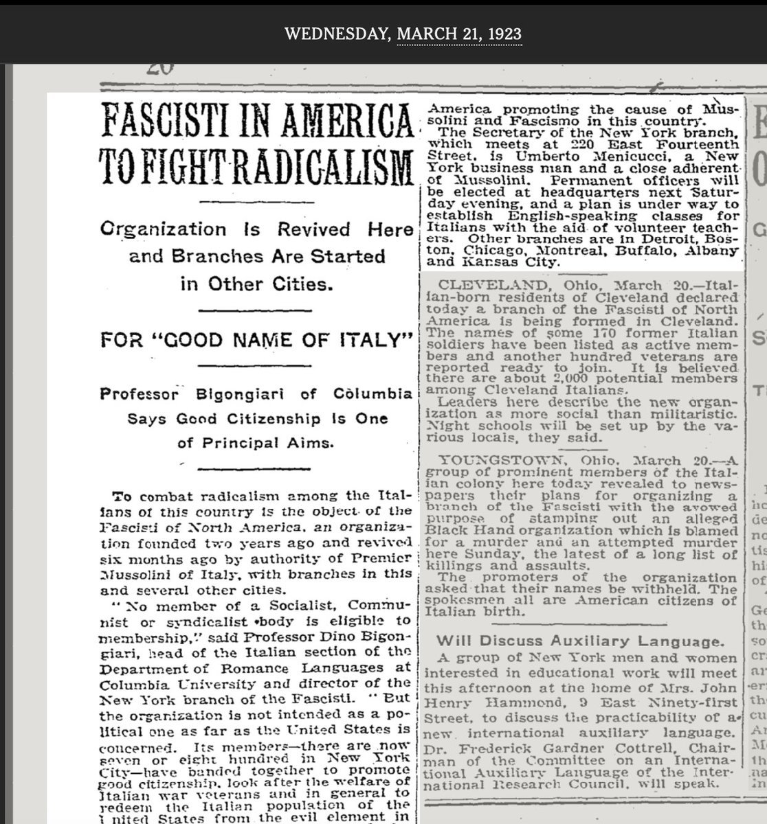 American liberals hoping for fascist to fight the unions in 1923