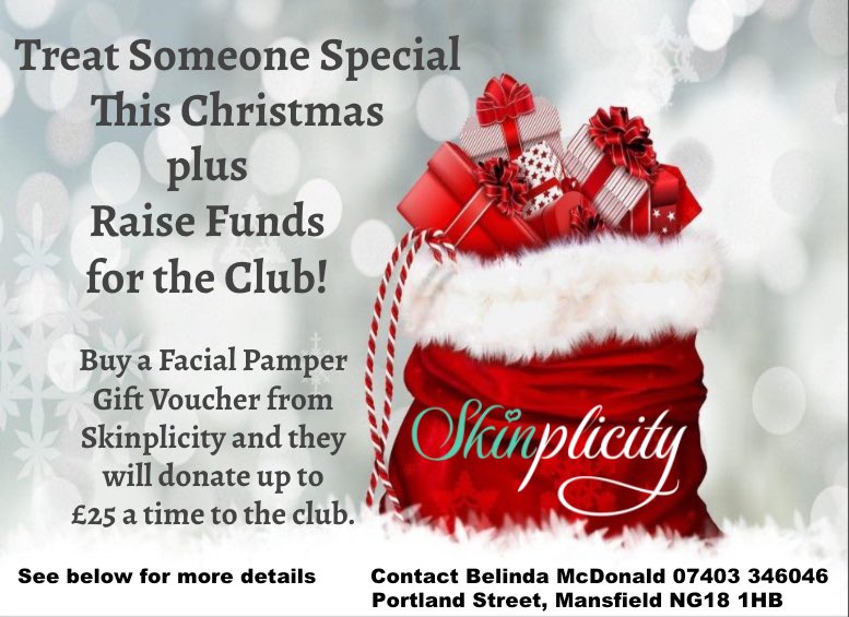 Still wondering what to buy a loved one for #Christmas with #Skinplicity  pamper gift vouchers you can give the gift of beauty whilst helping your local club, donations are made on every purchase! Prices range from £30 to £130. For more info call Belinda 07403346046 #PamperTime