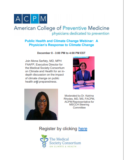 drKatRhod's tweet photo. Excited to moderate webinar tomorrow on "Climate Change & Public Health: A Physician's Response" with featured speaker #monasararty Founder & Director of @docsforclimate Registration is still open @acpm_hq #climatechange #publichealth #physicianresponse #healthequity #envthealth https://t.co/JPShfAgwVT