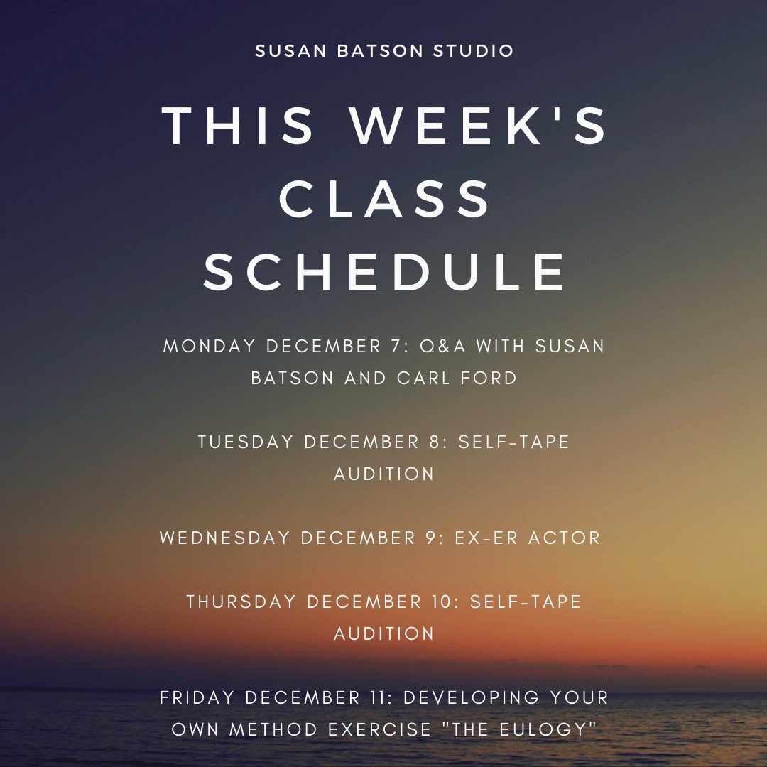 SBStudioLLC's tweet photo. #acting #actors #actorslife #actress #actor #zoom #actingclass #actingcoach #susanbatsonstudio #monologuechallenge #selftapechallenge #oneminutemonologuechallenge #quarantinemonologues #castingdirector #film #theater #tv #setlife #filmindustry #pilotseason #selftape #audition https://t.co/eX9AuhPzAt