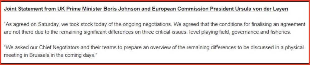 The issues that are currently holding up this trade deal as outlined in this statement would barely be a footnote in other negotiations the EU has. I am going to look at each one and ask questions from a reverse perspective! 1/
